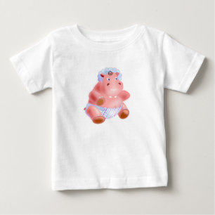 Funny Baby T-Shirt with Happy Baby Hippo