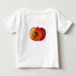 Funny Baby T-Shirt with Happy Worm In Red Apple