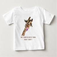 Funny Baby T-Shirt with Playful Giraffe - Smile