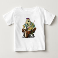 Funny Baby T-Shirt with Turtle Drummer