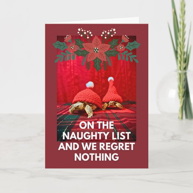 Funny Baby Turtles Best Friends Naughty List  Card (Front)