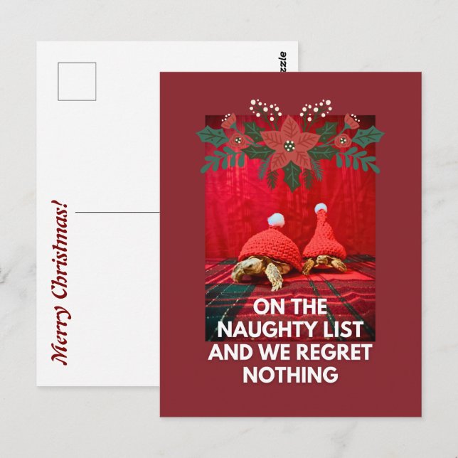 Funny Baby Turtles Best Friends Naughty List  Postcard (Front/Back)