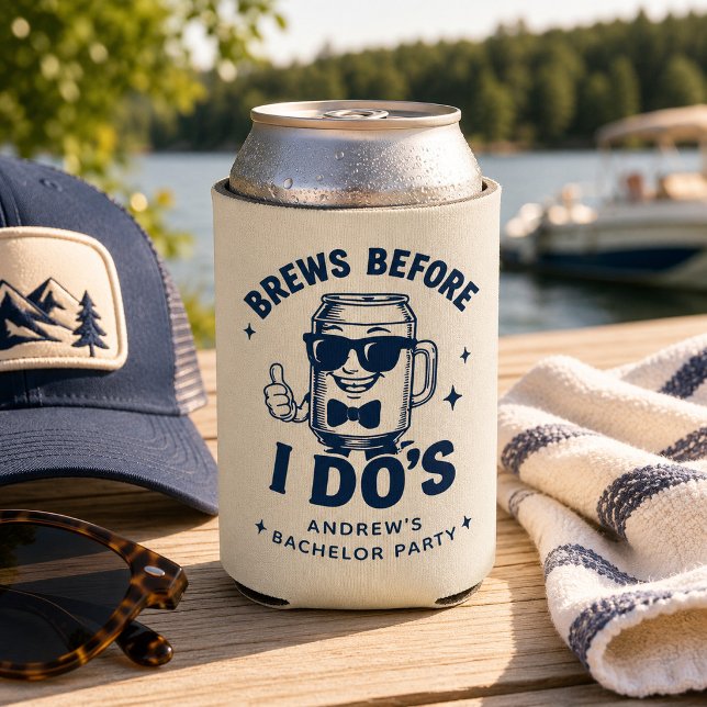 Funny Bachelor Party Brews Before I Do's Beer Can Cooler (Creator Uploaded)