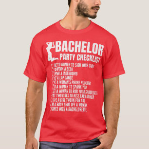 Funny Bachelor Party Checklist For Wedding Party M T-Shirt