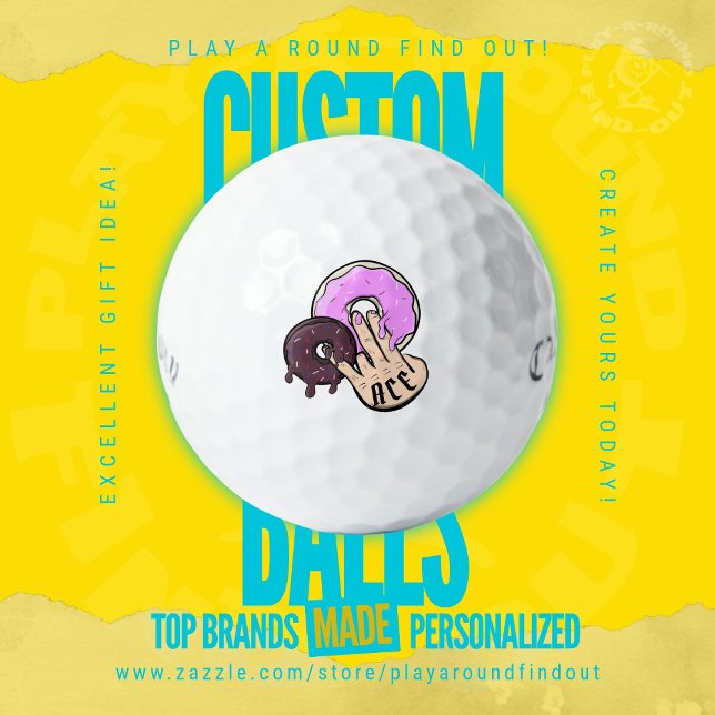 Funny Bachelor Party Doughnut Hand Tattoo Monogram Golf Balls (Custom printed golf balls by Play A Round Find Out. "Donut Lover" design features custom monogram)