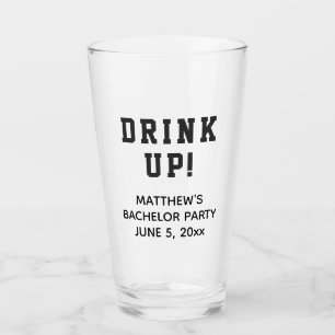 Funny Bachelor Party Favour Drink Up Beer Pint Glass