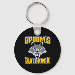 Funny Bachelor Party Groom's Wolfpack Wedding Part Key Ring