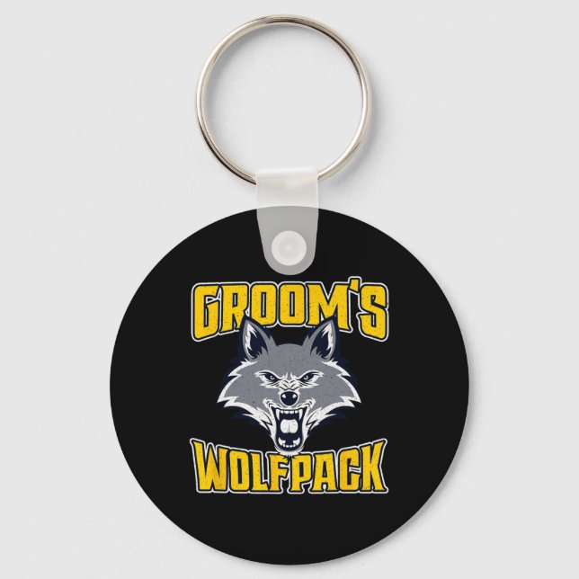 Funny Bachelor Party Groom's Wolfpack Wedding Part Key Ring (Front)
