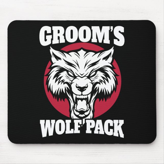 Funny Bachelor Party Groom's Wolfpack Wedding Part Mouse Mat (Front)