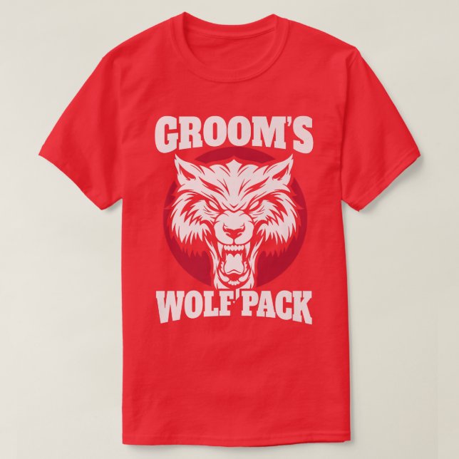 Funny Bachelor Party Grooms Wolfpack Wedding Party T-Shirt (Design Front)