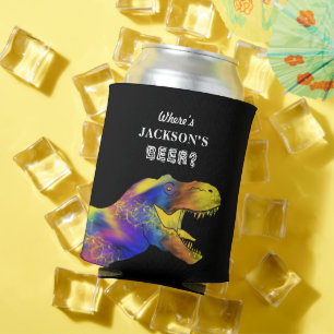 Funny bachelor party quote T-Rex personalised Can Cooler