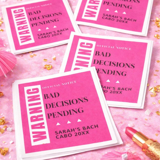 Funny Bachelorette Party Bad Decisions Pending  Napkin (Creator Uploaded)