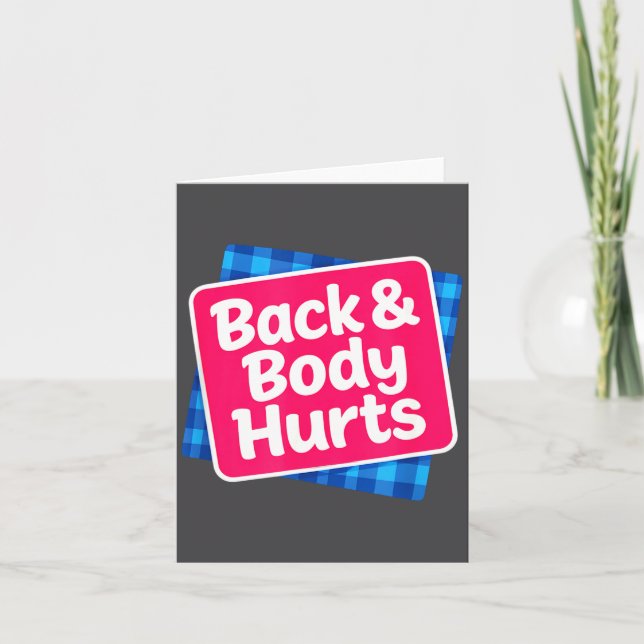 Funny Back Body Hurts Quote Exercise Workout Gym M Card (Front)
