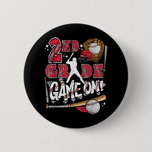 Funny Back To School 2nd Grade Baseball Game On Se 6 Cm Round Badge