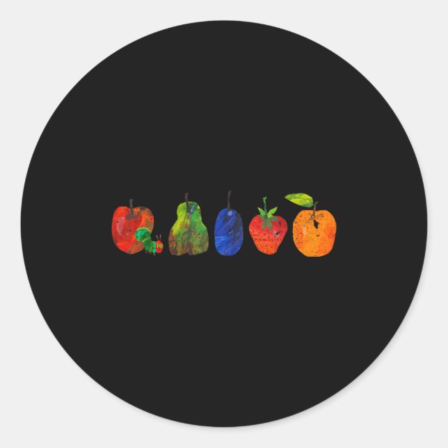Funny Back To School Cute Hungry Lover Fruits Teac Classic Round Sticker (Front)