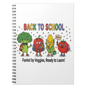 Funny Back to School Cute Vegetable Characters Notebook