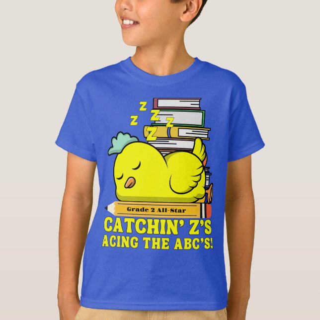 Funny Back to School Grade Name Sleeping Chicken  T-Shirt (Front)