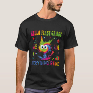 Funny Back To School Hello 1St First Grade Fine Ca T-Shirt