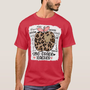 Funny Back To School Leopard Apple Second 2nd Grad T-Shirt