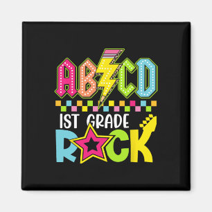 Funny Back To School Lightning Bolt 1st Grade Rock Magnet