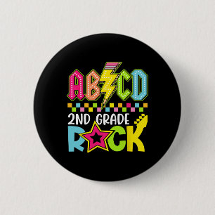 Funny Back To School Lightning Bolt 2nd Grade Rock 6 Cm Round Badge