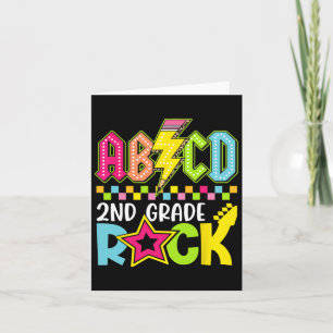 Funny Back To School Lightning Bolt 2nd Grade Rock Card