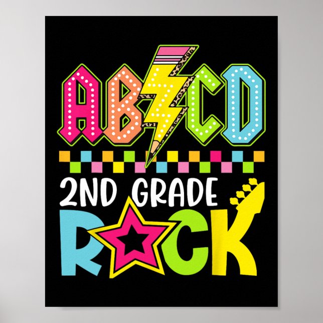 Funny Back To School Lightning Bolt 2nd Grade Rock Poster (Front)