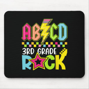 Funny Back To School Lightning Bolt 3rd Grade Rock Mouse Mat
