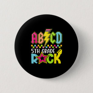 Funny Back To School Lightning Bolt 5th Grade Rock 6 Cm Round Badge