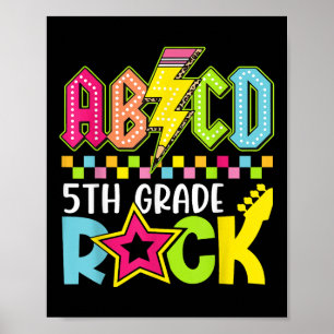 Funny Back To School Lightning Bolt 5th Grade Rock Poster