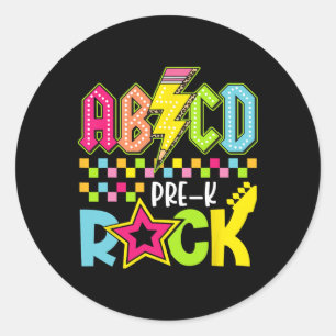 Funny Back To School Lightning Bolt Pre K Rock Kid Classic Round Sticker