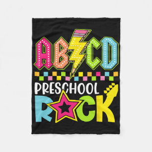 Funny Back To School Lightning Bolt Preschool Rock Fleece Blanket