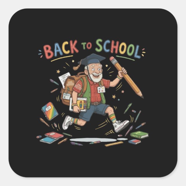 Funny Back to School Senior Student Square Sticker (Front)