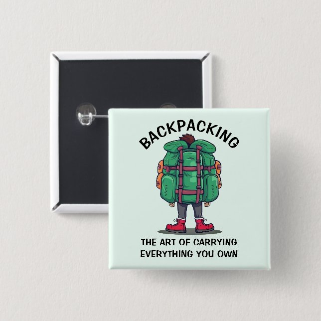 Funny Backpacker 15 Cm Square Badge (Front & Back)