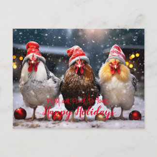Funny Backyard Chickens Christmas Happy Holidays Postcard