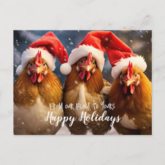 Funny Backyard Chickens Christmas Happy Holidays Postcard