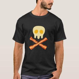 Funny Bacon and Eggs Skull Crossbones Breakfast Fo T-Shirt