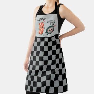 Funny bacon egg pun word art kitchen fun apron