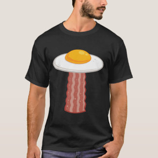 Funny Bacon Egg UFO Breakfast Food Alien Humour T-Shirt