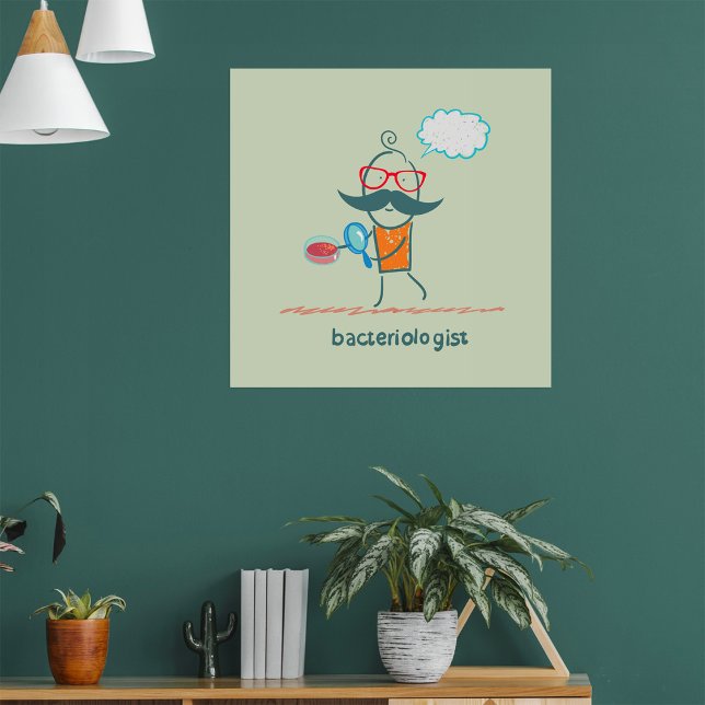 Funny Bacteriologist Scientist with Big Moustache  Poster (Creator Uploaded)