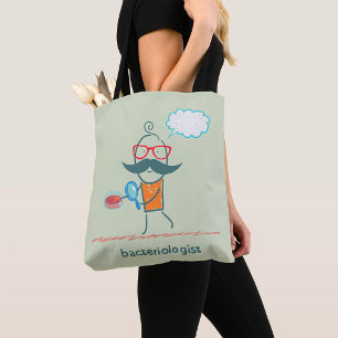 Funny Bacteriologist Scientist with Big Moustache  Tote Bag