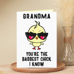 Funny Bad Chick Chicken Grandmother Happy Birthday Thank You Card<br><div class="desc">Looking for a unique way to express your love and humour to your grandparent? Our funny chicken greeting card is the perfect choice for your grandmother on her birthday! Customise it by adding your own personal message. Design features a cool baby chick wearing sunglasses with a red heart in them....</div>