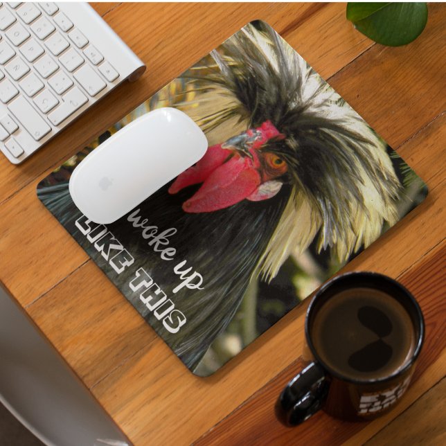 Funny Bad Hair Chicken Photo Meme Mouse Mat (In Situ)