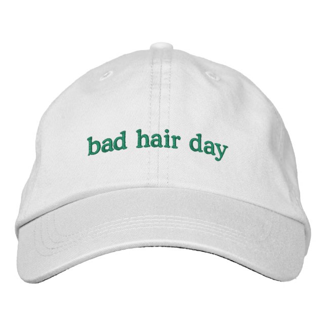 Funny Bad Hair Quote Trendy Unique Custom Lazy Embroidered Hat (Front)