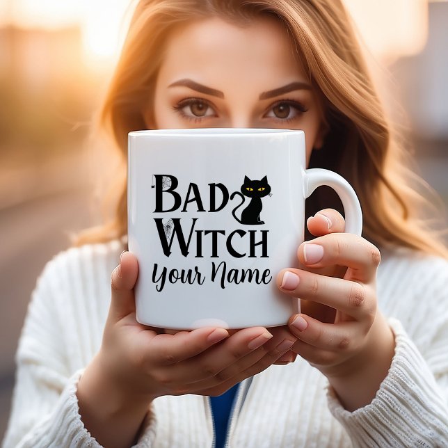 Funny Bad Witch Black Cat Halloween Gift Coffee Mug (Creator Uploaded)