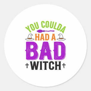 Funny Bad Witch Halloween Quote Vector Design_1 Classic Round Sticker