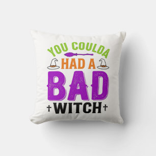 Funny Bad Witch Halloween Quote Vector Design_1 Cushion