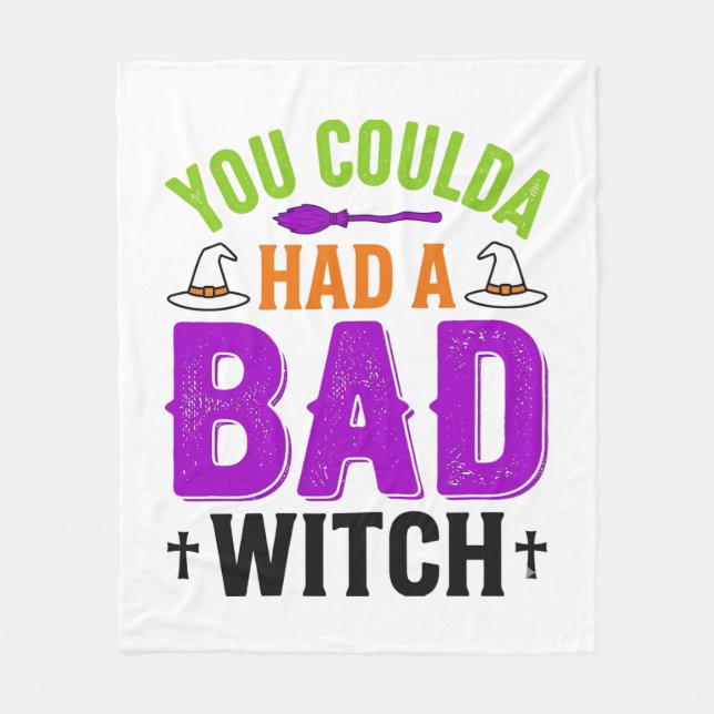 Funny Bad Witch Halloween Quote Vector Design_1 Fleece Blanket (Front)