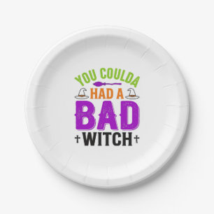 Funny Bad Witch Halloween Quote Vector Design_1 Paper Plate