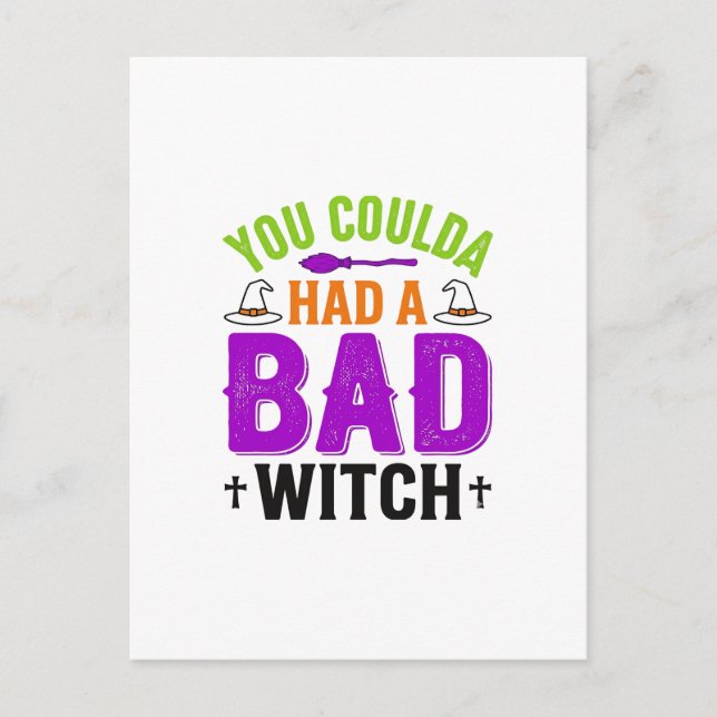 Funny Bad Witch Halloween Quote Vector Design_1 Postcard (Front)